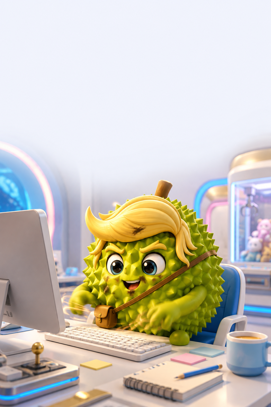 DT working busily at a computer